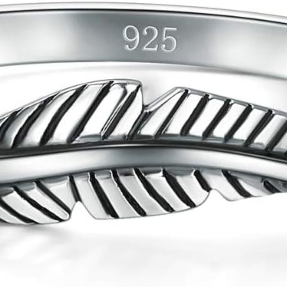 925 Sterling Silver Ring, Feather Ring Size 4-12